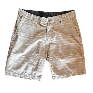 Ron Jon Surf Shop Men's 33 Hybrid Board Shorts Tan Stripe Pockets